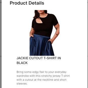 11 Honore Jackie cutout black tshirt size 2. NWT